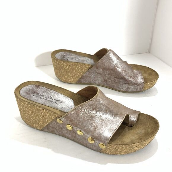 Donald J Pliner Metallic Leather Ginie Platform Slides Sandals Size 9.5 B Women - Picture 7 of 14
